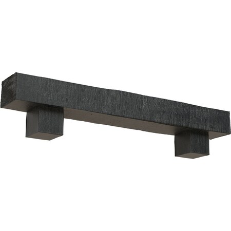 Ekena Millwork Kit w/ Alamo Corbels, Aged Ash, 8"H x 8"D x 84"W Rough Cedar Faux Wood Fireplace ManteL MANURC08X08X84AOES